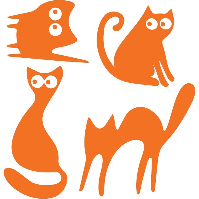 Sticker auto - Pisicute speriate (pachet) - Portocaliu - 30x31 cm