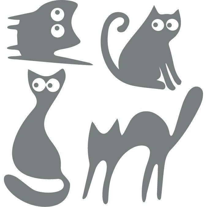 Sticker auto - Pisicute speriate (pachet) - Gri Metal - 30x31 cm
