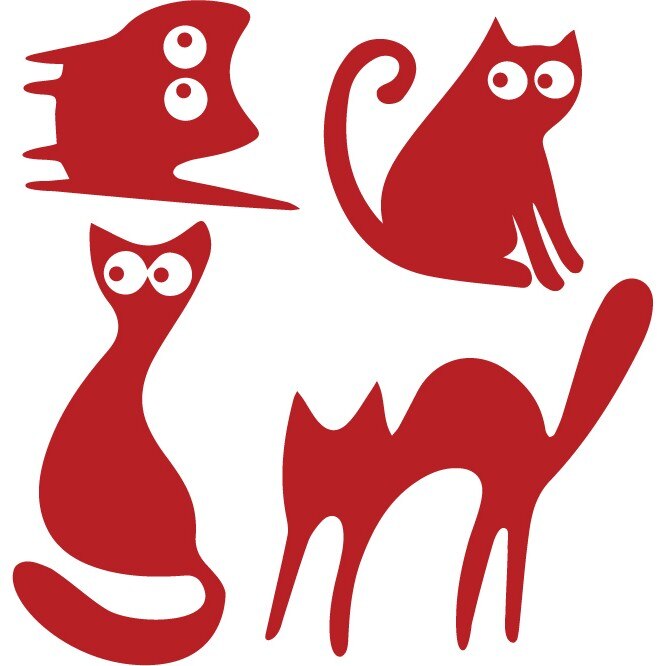 Sticker auto - Pisicute speriate (pachet) - Rosu Cardinal - 30x31 cm