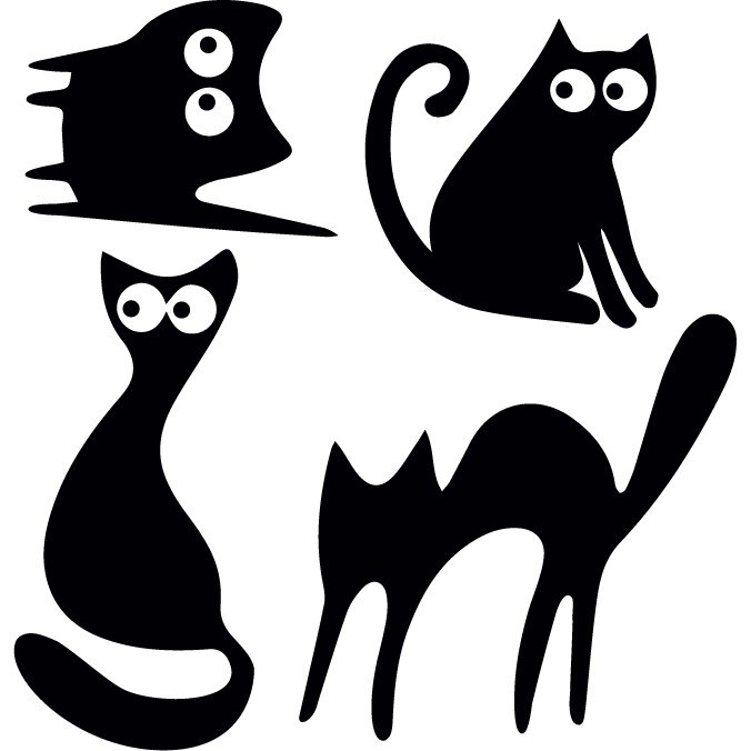 Sticker auto - Pisicute speriate (pachet) - Negru - 30x31 cm