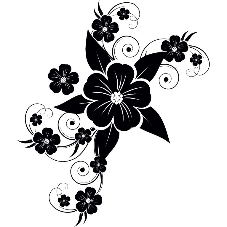 Arta florilor - Sticker Decorativ - Negru - 110 x 130 cm