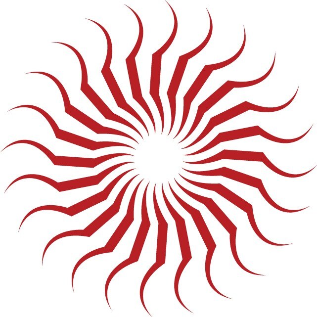 Soarele abstract - Sticker Decorativ - Rosu Cardinal - 83 x 83 cm