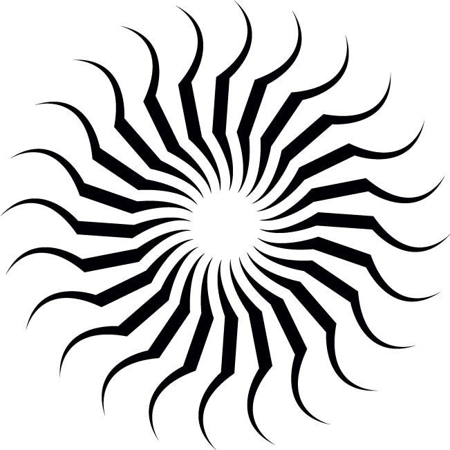 Soarele abstract - Sticker Decorativ - Negru - 110 x 110 cm