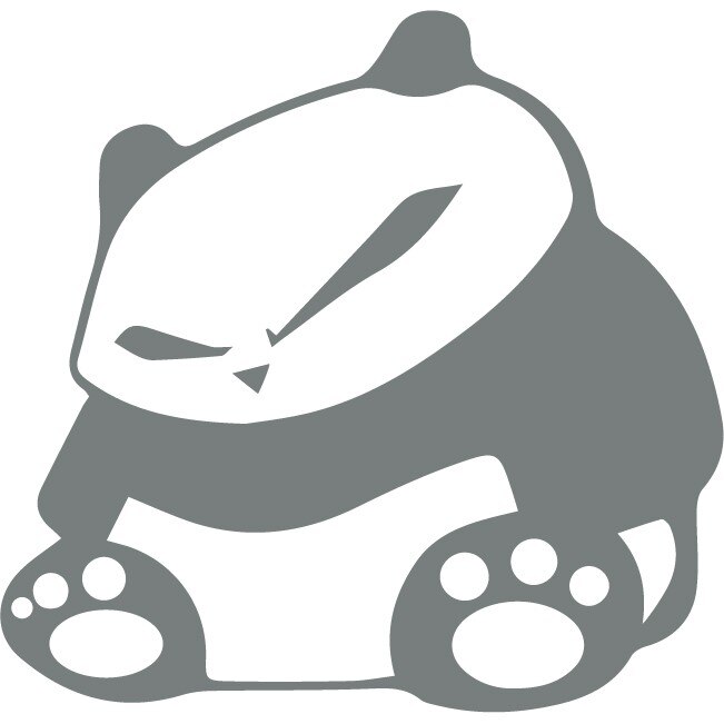 Sticker auto - Ursuletul Panda - Gri Metal - 25x25 cm
