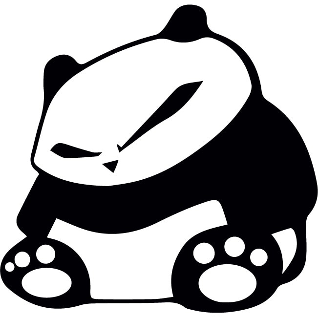 Sticker auto - Ursuletul Panda - Negru - 25x25 cm