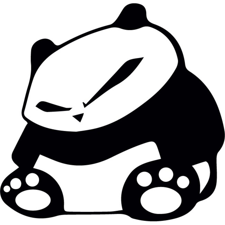 Sticker auto - Ursuletul Panda - Negru - 25x25 cm