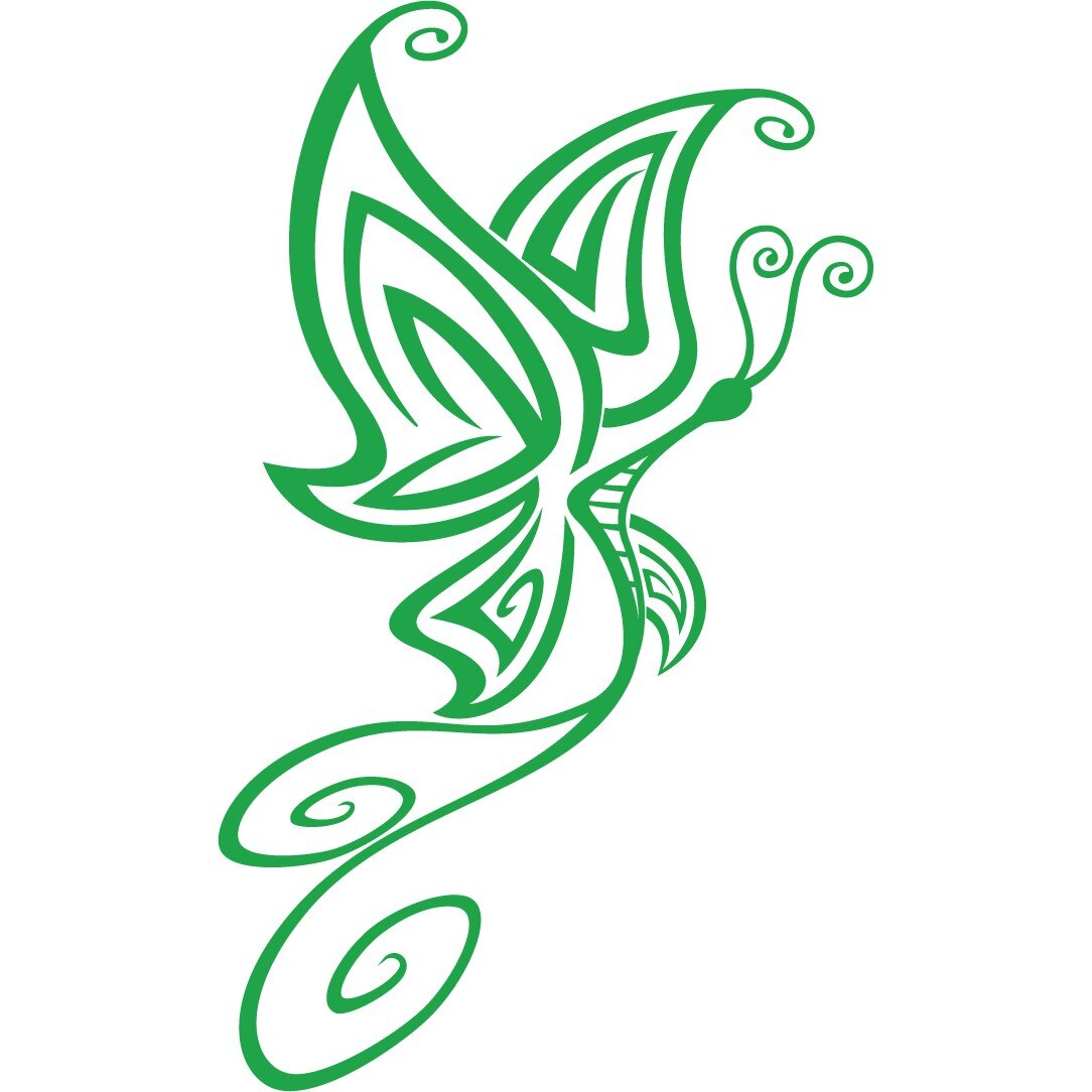 Fluturele colorat - Sticker Decorativ - Verde - 110 x 183 cm