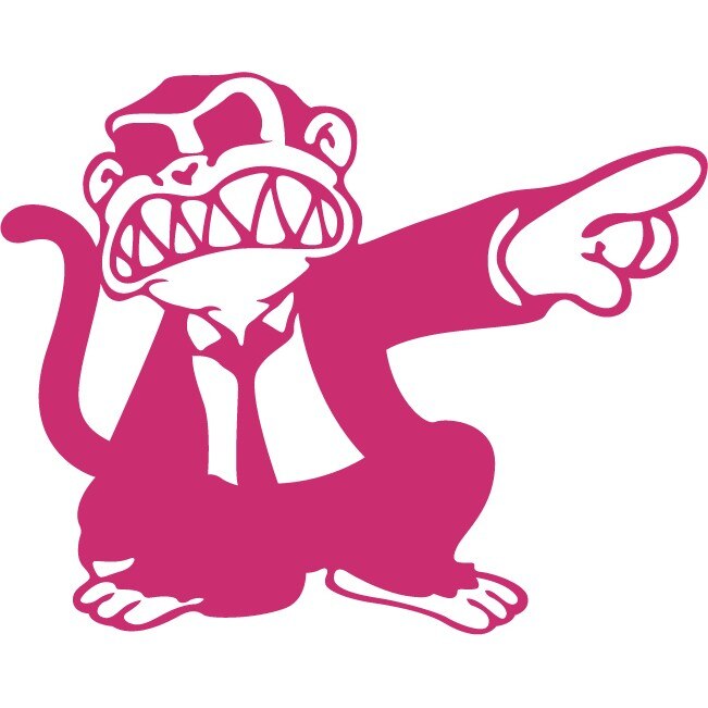 Sticker auto - Maimuta nervoasa - Magenta - 25x20 cm