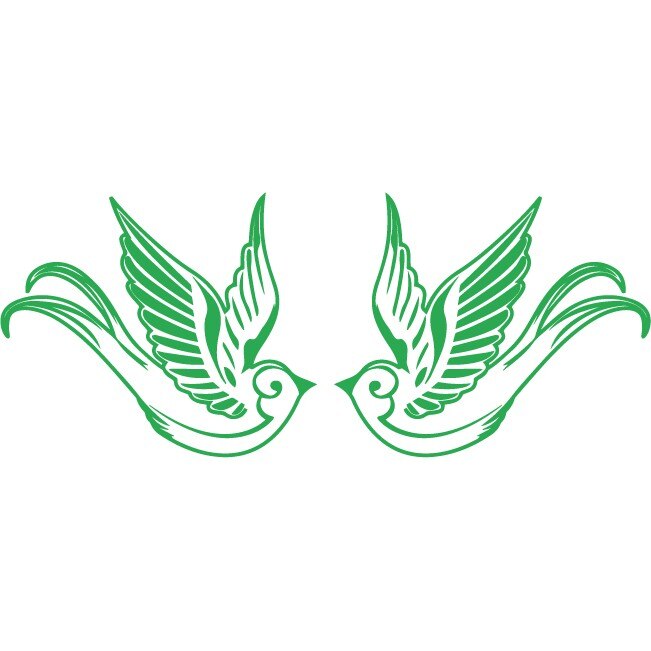 Sticker auto - Randunici (pachet) - Verde - 2buc 18x15 cm