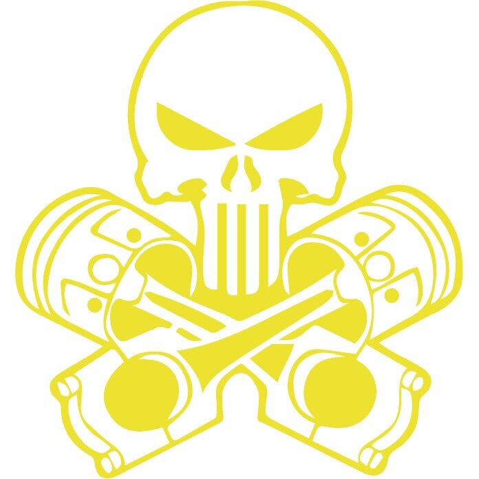 Sticker auto - Craniu cu pistoane - Lemon - 20x21 cm