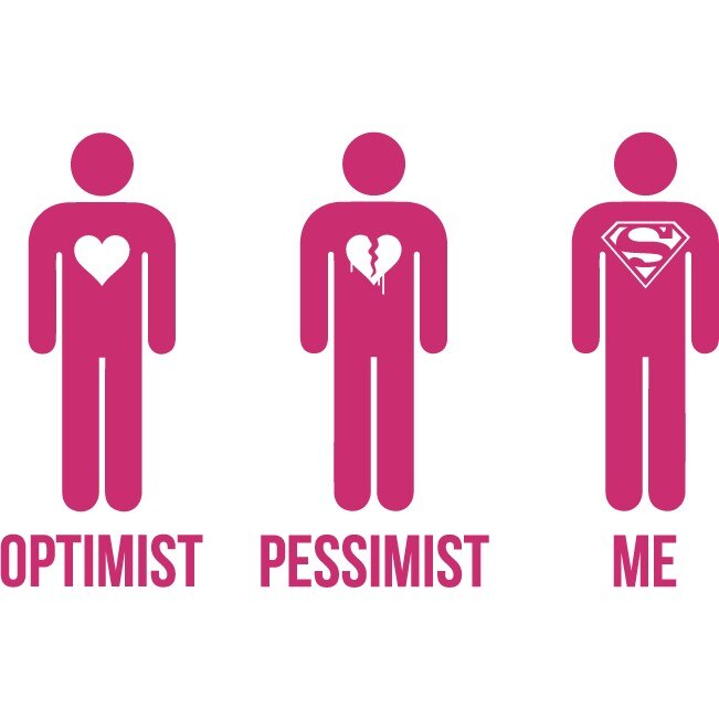 Sticker auto - Optimist, pesimist, eu - Magenta - 24x15 cm