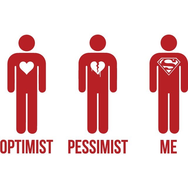 Sticker auto - Optimist, pesimist, eu - Rosu Cardinal - 24x15 cm