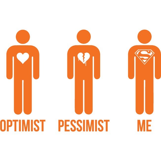 Sticker auto - Optimist, pesimist, eu - Portocaliu - 24x15 cm