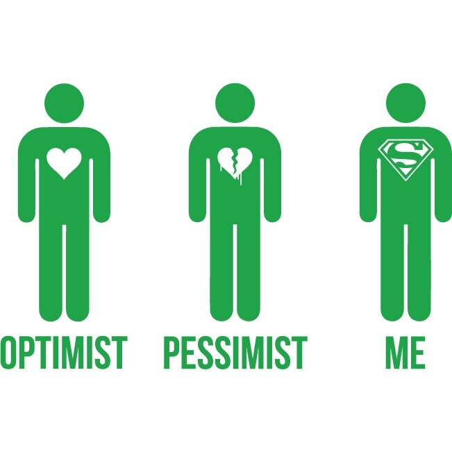 Sticker auto - Optimist, pesimist, eu - Verde - 24x15 cm