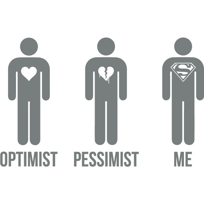 Sticker auto - Optimist, pesimist, eu - Gri Metal - 24x15 cm