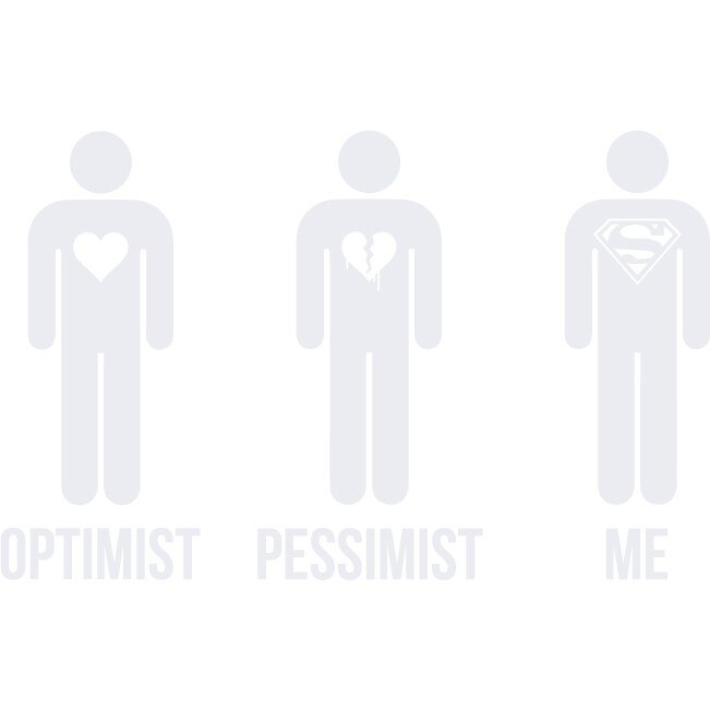 Sticker auto - Optimist, pesimist, eu - Alb polar - 24x15 cm