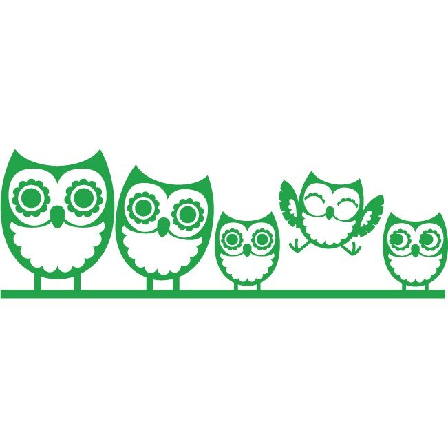 Sticker auto - Bufnite fericite - Verde - 35x12 cm