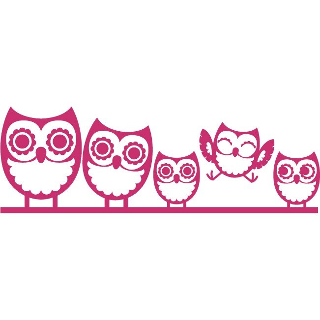 Sticker auto - Bufnite fericite - Magenta - 35x12 cm