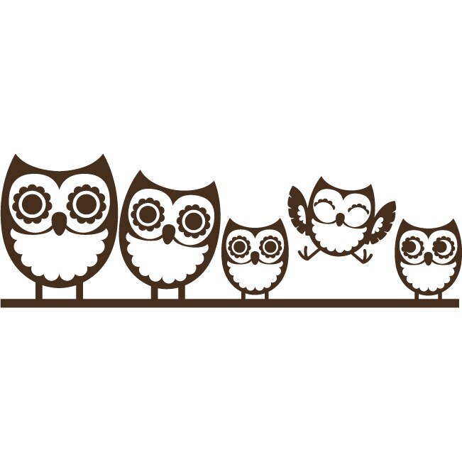 Sticker auto - Bufnite fericite - Choco - 35x12 cm