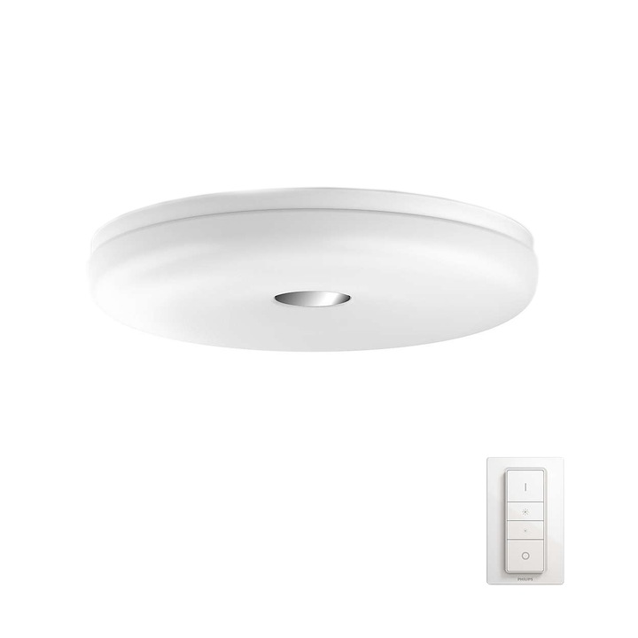 Плафониера за баня LED Philips Struana Hue, Вграден LED 32W (204W), 2400 лумена, IP44, Включен прекъсвач
