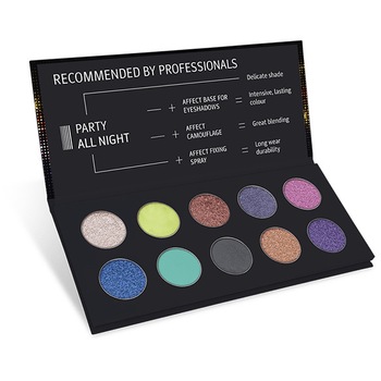 Paleta Farduri - Party All Night, Affect Cosmetics, 10 nuante stralucitoare, 25 g Paleta Farduri - Party All Night, Affect Cosmetics, 10 nuante stralucitoare, 25 g