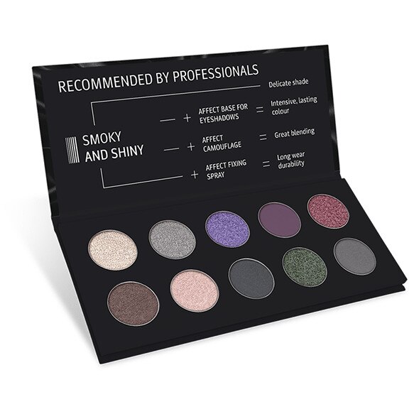 Paleta Farduri - Smoky and Shiny, Affect Cosmetics, 10 nuante stralucitoare, 25g