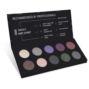 Paleta Farduri - Smoky and Shiny, Affect Cosmetics, 10 nuante stralucitoare, 25g Paleta Farduri - Smoky and Shiny, Affect Cosmetics, 10 nuante stralucitoare, 25g