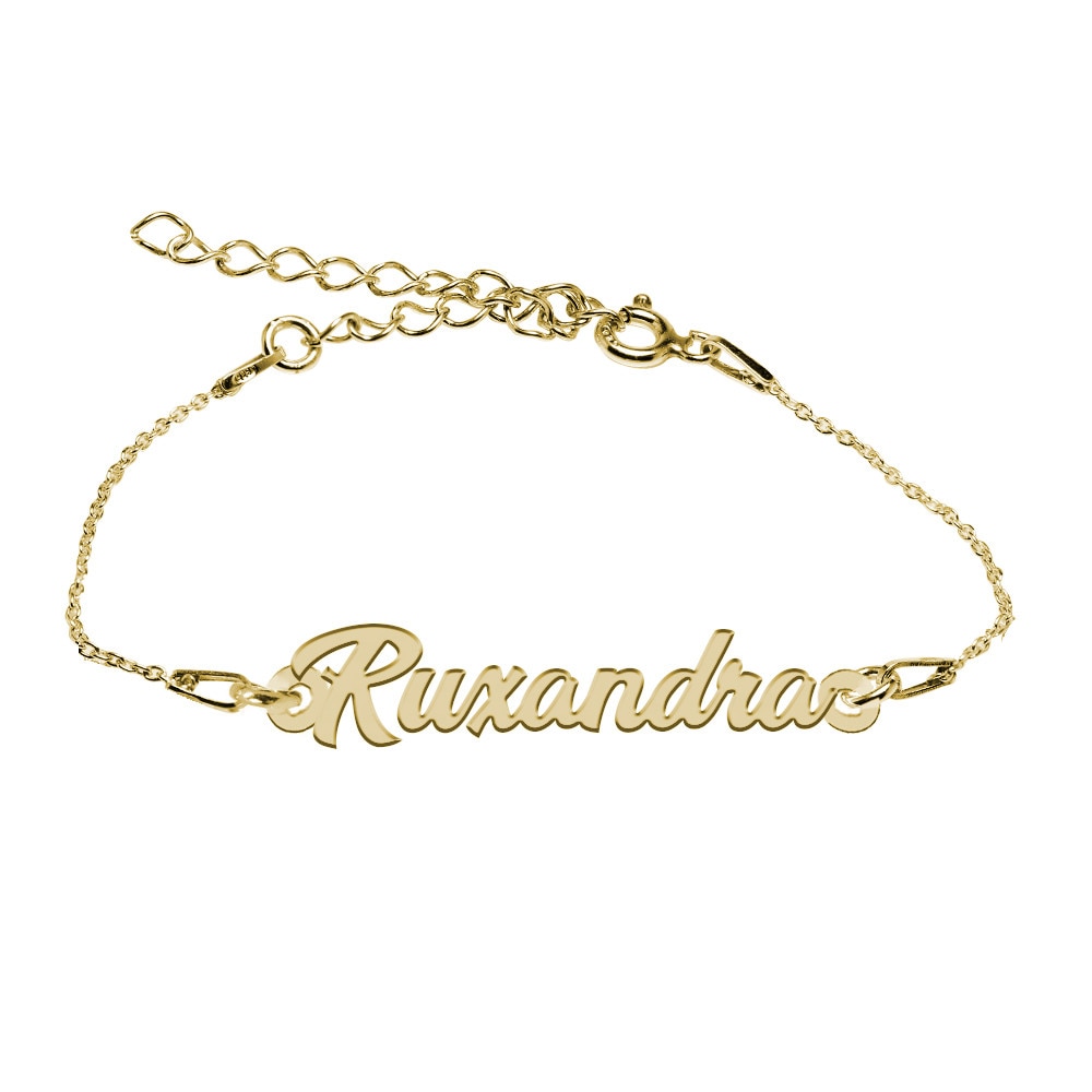 Bratara Argint Placata cu Aur 18 karate, Nume Ruxandra , BijouxMAG, 15 + 4 cm
