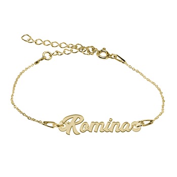 Bratara Argint Placata cu Aur 18 karate, Nume Romina , BijouxMAG, 15 + 4 cm Bratara Argint Placata cu Aur 18 karate, Nume Romina , BijouxMAG, 15 + 4 cm