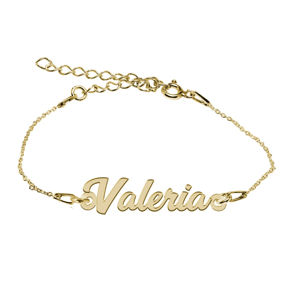 Bratara Argint Placata cu Aur 18 karate, Nume Valeria , BijouxMAG, 15 + 4 cm