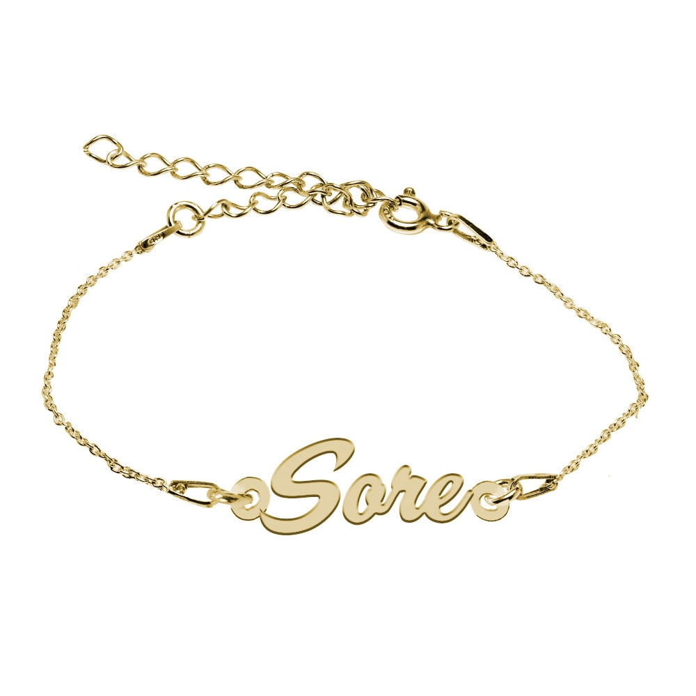 Bratara Argint Placata cu Aur 18 karate, Nume Sore , BijouxMAG, 15 + 4 cm