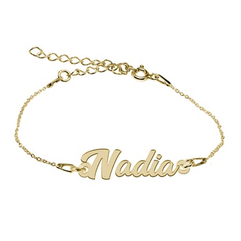 Bratara Argint Placata cu Aur 18 karate, Nume Nadia , BijouxMAG, 15 + 4 cm Bratara Argint Placata cu Aur 18 karate, Nume Nadia , BijouxMAG, 15 + 4 cm