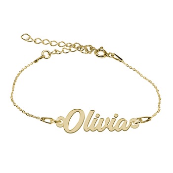 Bratara Argint Placata cu Aur 18 karate, Nume Olivia , BijouxMAG, 15 + 4 cm Bratara Argint Placata cu Aur 18 karate, Nume Olivia , BijouxMAG, 15 + 4 cm