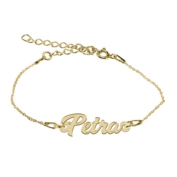 Bratara Argint Placata cu Aur 18 karate, Nume Petra , BijouxMAG, 15 + 4 cm Bratara Argint Placata cu Aur 18 karate, Nume Petra , BijouxMAG, 15 + 4 cm