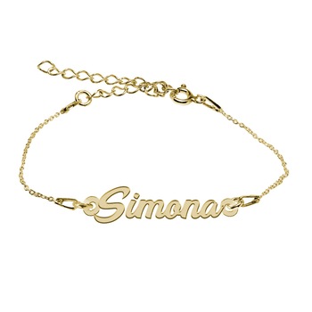 Bratara Argint Placata cu Aur 18 karate, Nume Simona , BijouxMAG, 15 + 4 cm Bratara Argint Placata cu Aur 18 karate, Nume Simona , BijouxMAG, 15 + 4 cm