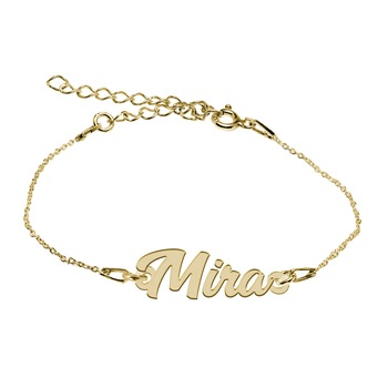Bratara Argint Placata cu Aur 18 karate, Nume Mira , BijouxMAG, 15 + 4 cm Bratara Argint Placata cu Aur 18 karate, Nume Mira , BijouxMAG, 15 + 4 cm