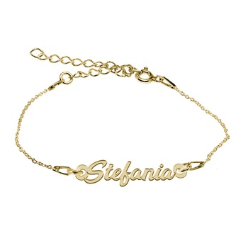 Bratara Argint Placata cu Aur 18 karate, Nume Stefania , BijouxMAG, 15 + 4 cm Bratara Argint Placata cu Aur 18 karate, Nume Stefania , BijouxMAG, 15 + 4 cm