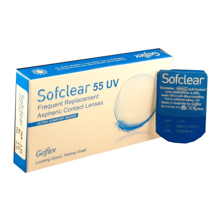 Контактни лещи Sofclear -3.50, Едномесечни, комплект от 1 бр. лещи