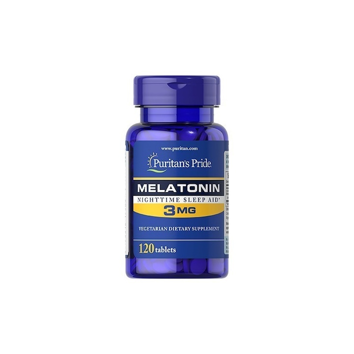 Puritan's Pride Melatonina 3 mg 120 de tablete (Insomnie, tulburari somn, somnifer natural)
