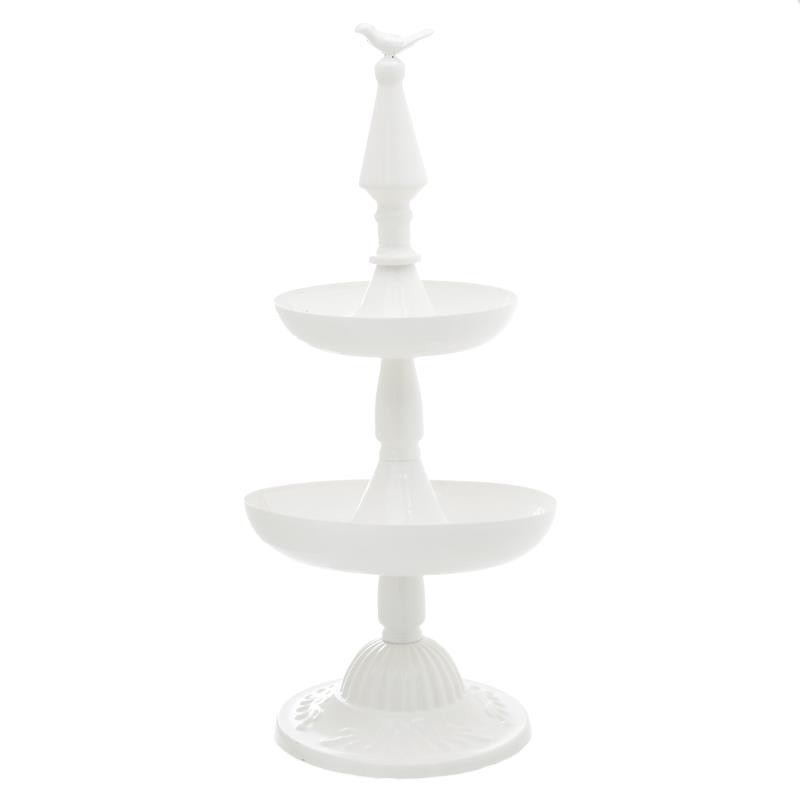 Etajera metalica alba Bird, Inart Grecia, inaltime 57 cm