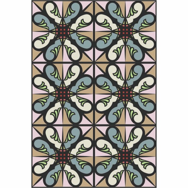 Set stickere autocolante faianta decorativa 20cm x 30cm model retro multicolor 5