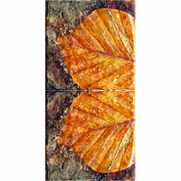 Set stickere autocolante faianta decorativa 20cm x 40cm model frunza portocalie cu gri