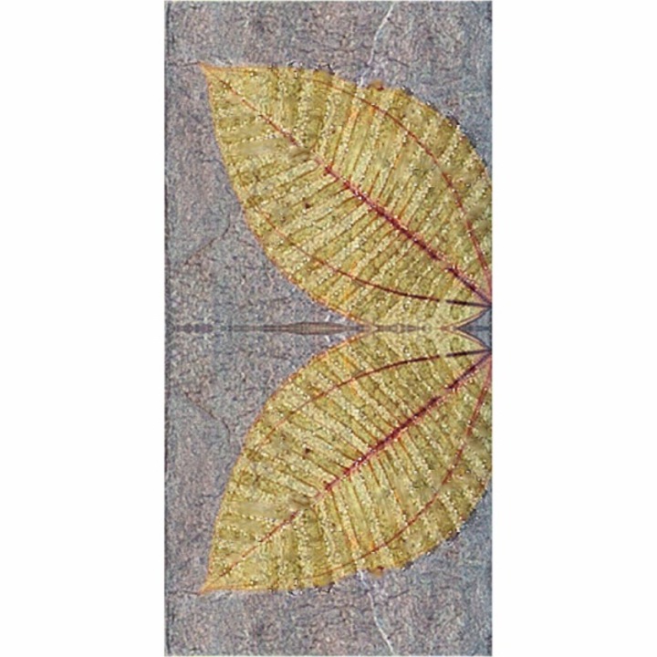 Set stickere autocolante faianta decorativa 20cm x 40cm model frunza galben cu gri