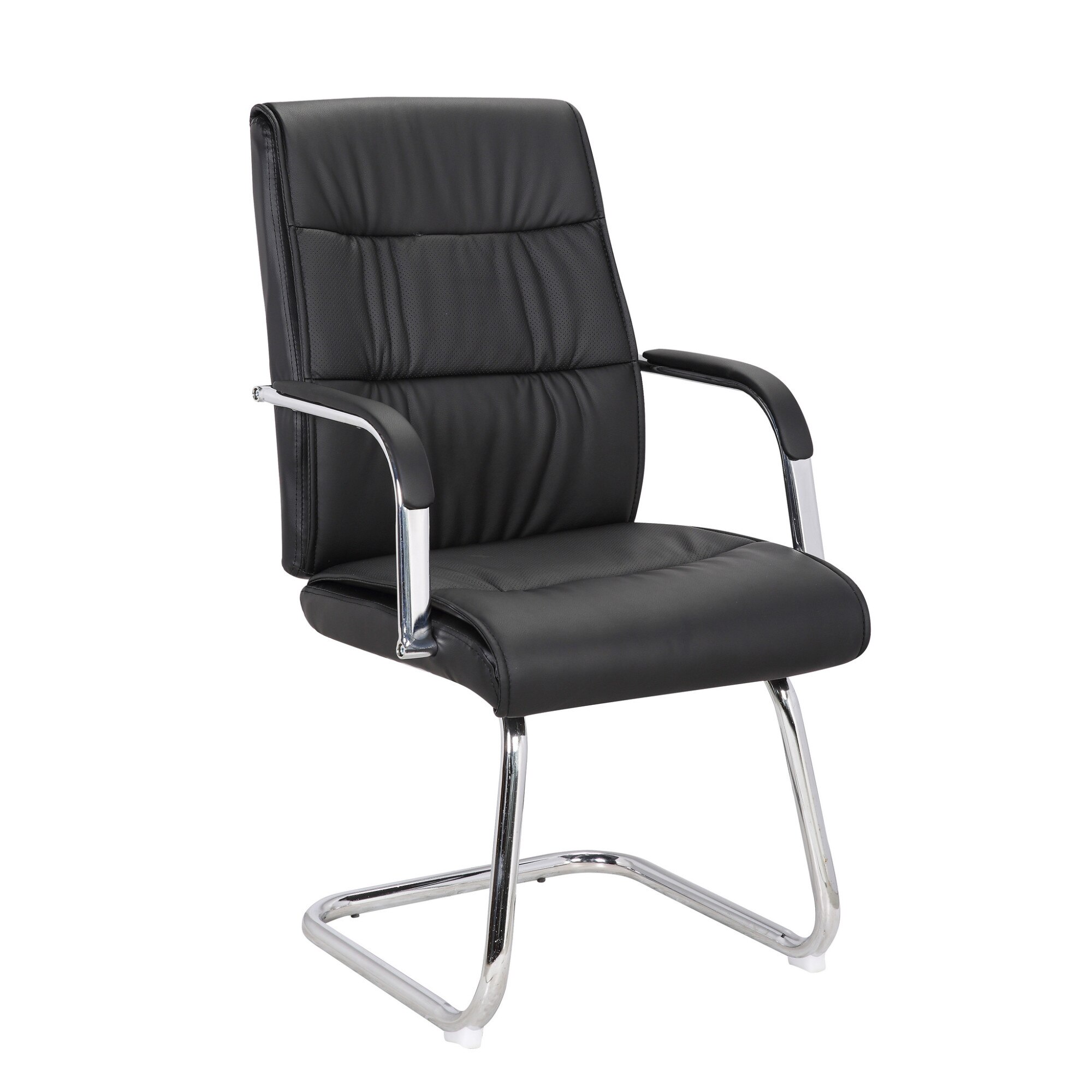 Scaun conferinta/vizitator JUPITER CF, Negru, Piele ecologica