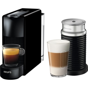 Pachet Espressor Nesspreso Essenza Mini by Krups, 1310 W, 19 bar, 0.6 L, Negru + Aparat spumare lapte Aeroccino 3, 1450 W, Negru Pachet Espressor Nesspreso Essenza Mini by Krups, 1310 W, 19 bar, 0.6 L, Negru + Aparat spumare lapte Aeroccino 3, 1450 W, Negru