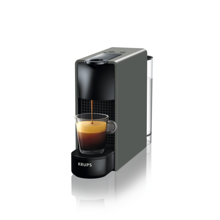 Mini aparat de cafea cu capsule, Krups, Nespresso® XN110B10 Essenza, 1450W, 19 bar, rezervor de apa 0.6l, Negru