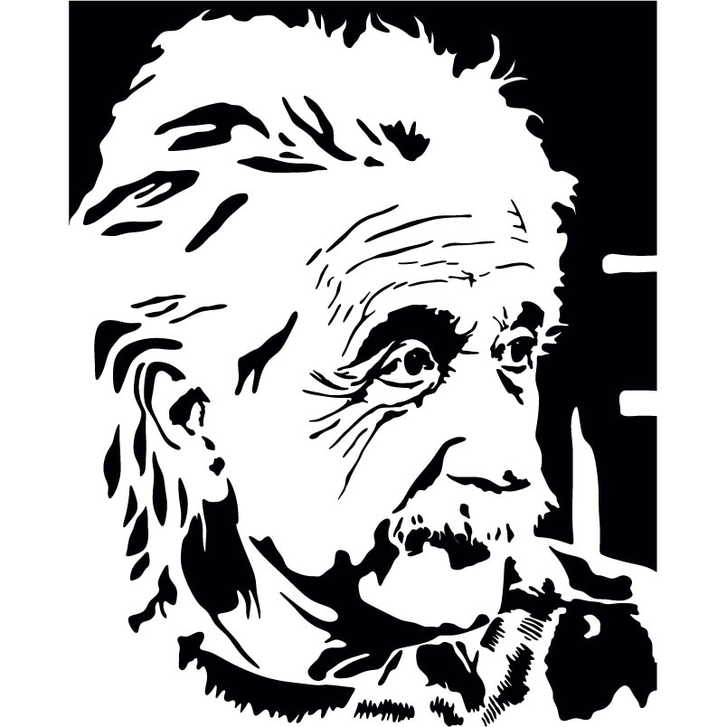 Albert Einstein - Sticker Decorativ - Negru - 83 x 102 cm