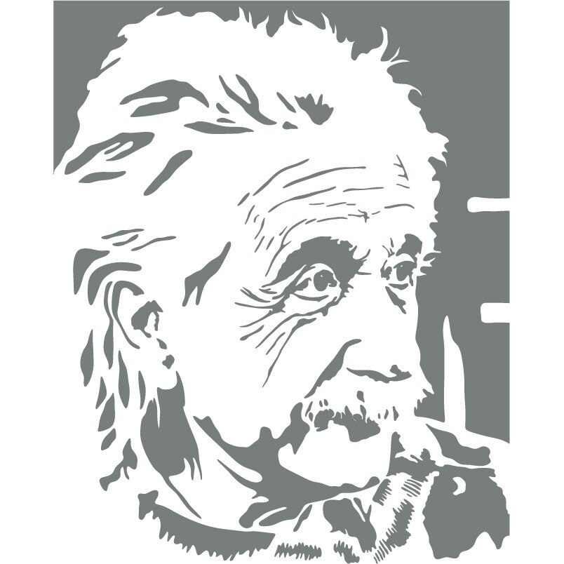 Albert Einstein - Sticker Decorativ - Gri Metal - 83 x 102 cm
