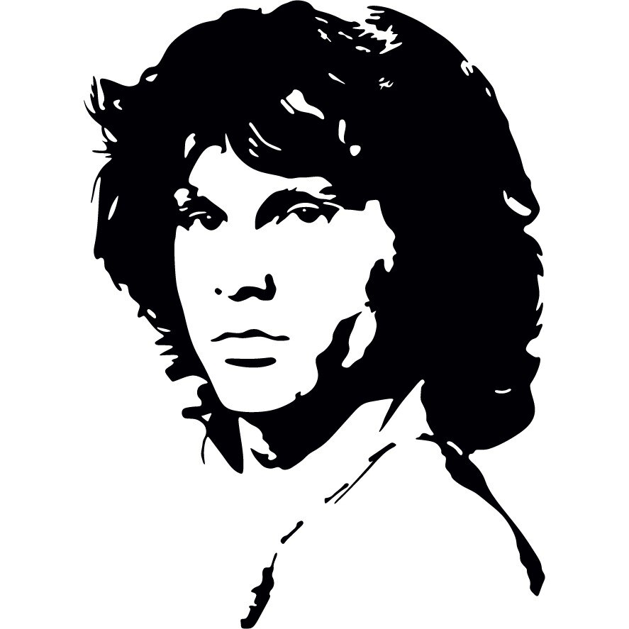 Jim Morrison - Sticker Decorativ - Negru - 83 x 113 cm
