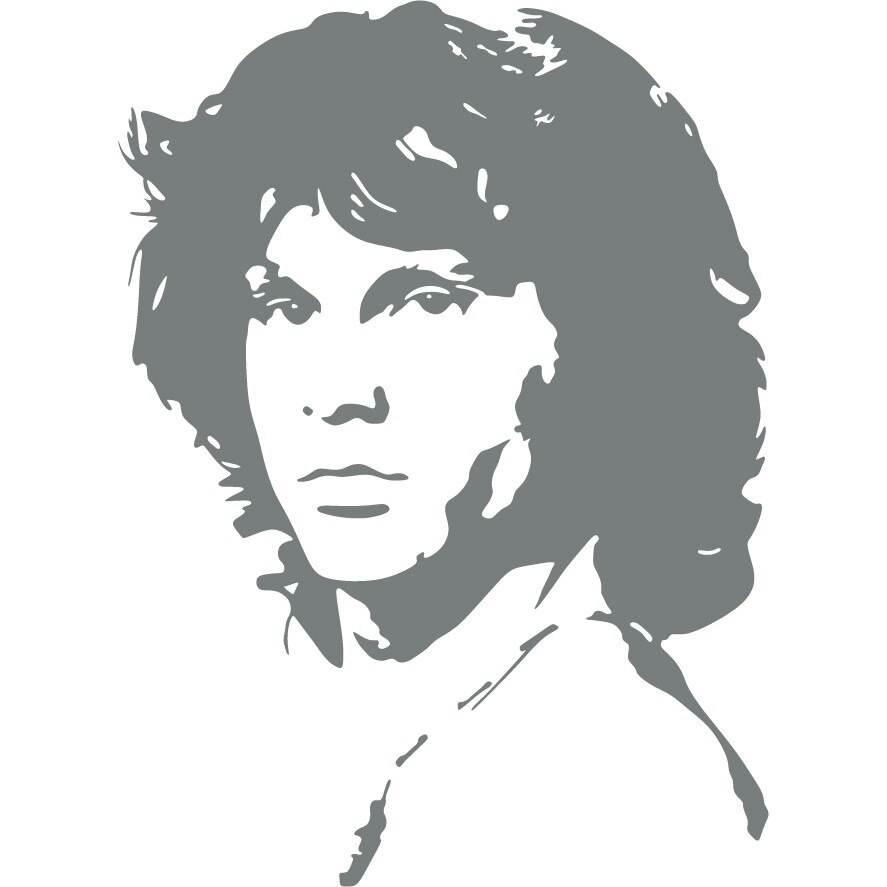Jim Morrison - Sticker Decorativ - Gri Metal - 110 x 150 cm